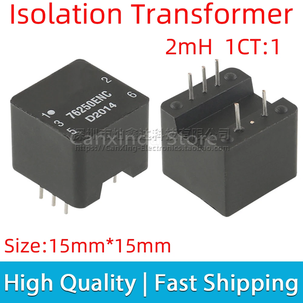 76250ENC 6KV Isolator Isolation Transformer Turns Ratio 1CT:1 with Tapped 2mH Signal Pulse Converter Transformer Power Supply