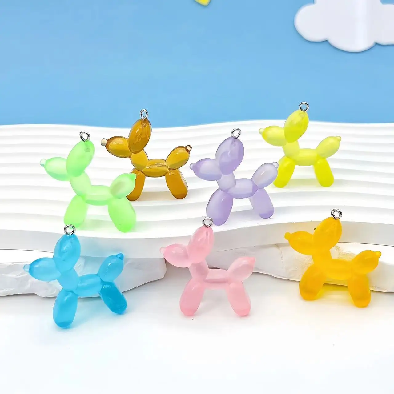 Colorful Glow Bubble Dogs Encantos de Resina, Pingentes Simulados, Jóias Artesanais, Brinco DIY e Colar, Acessórios, 10PCs