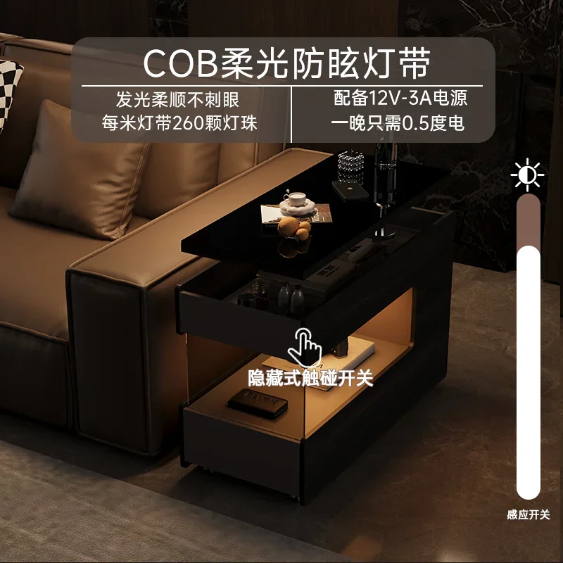 이탈리아 미니멀리스트 소파 사이드 캐비닛, 거실 사이드 테이블, 바퀴가 달린 이동식 커피 테이블이 있는 사이드 캐비닛