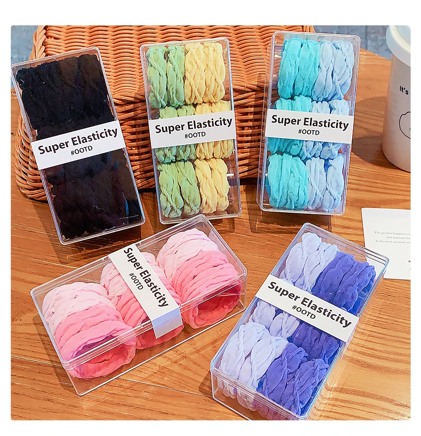 Neue 12er-Box Rüschen-Haargummis für Damen und Mädchen, hochelastische Haargummis aus Stoff, koreanische Macaron-Farben, Pferdeschwanz-Haargummis, Geschenk 2026 – Detail 4