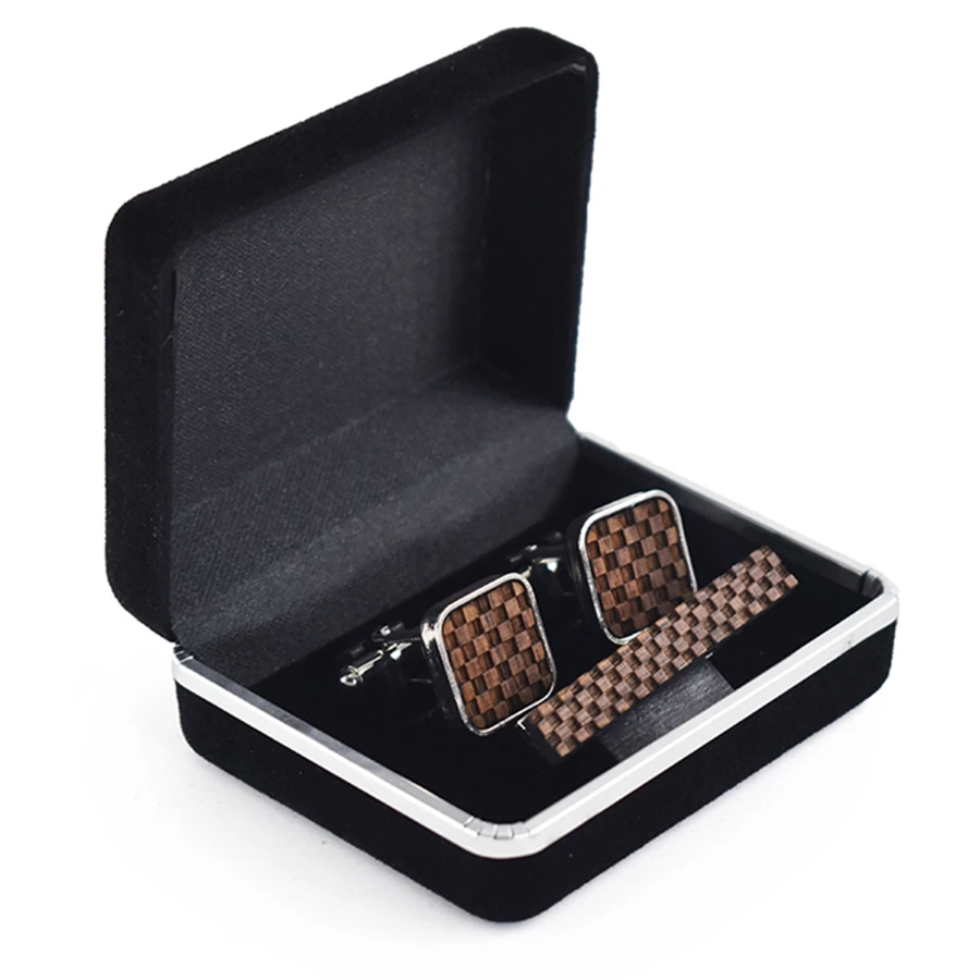 Cufflinks for Mens Jewelry Grid Tie Clip Tie Bar Set