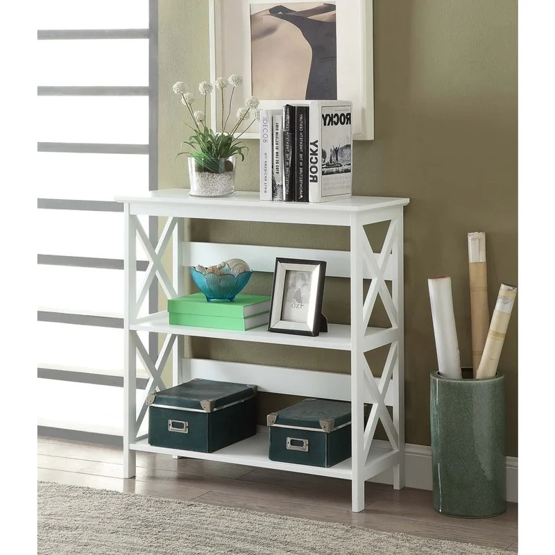 

Оксфордский 3-х уровневый книжный шкаф, вертикальная полка для хранения, открытая задняя витрина, простая сборка, детская спальня, гостиная, домашний декор