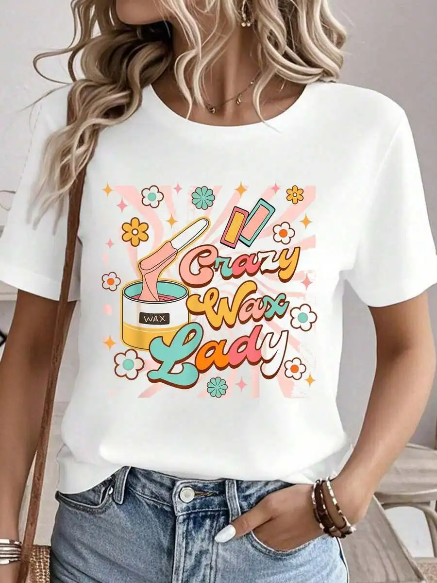 Waxing Specialist Wax Boss Esthetician Funny Crazy Wax Lady T-Shirt Women's Clothing Graphic Tee T-Shirt All-Season Casual Wear Comfortable, Soft Short Sleeve Crew Neck 100%Cotton