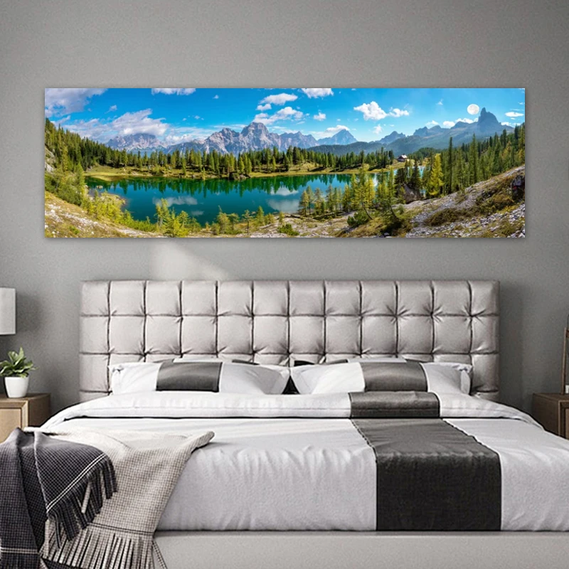 Landscape Posters Natural Mountain Lake Prints Canvas Painting Wall Art Picture for Living Room Modern Home Decoration No Frame