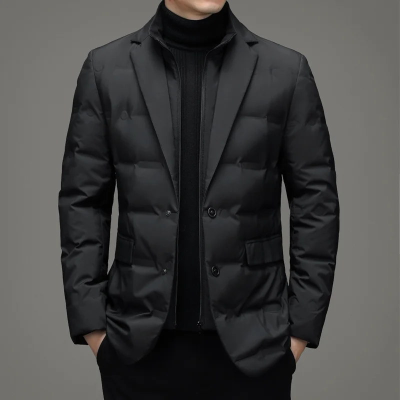 Top Grade Man Down Jacket 2023 New Arrival Men Business Casual Classic Suit Collar 90% Gery Duck Down Coat Keep Warm parkas