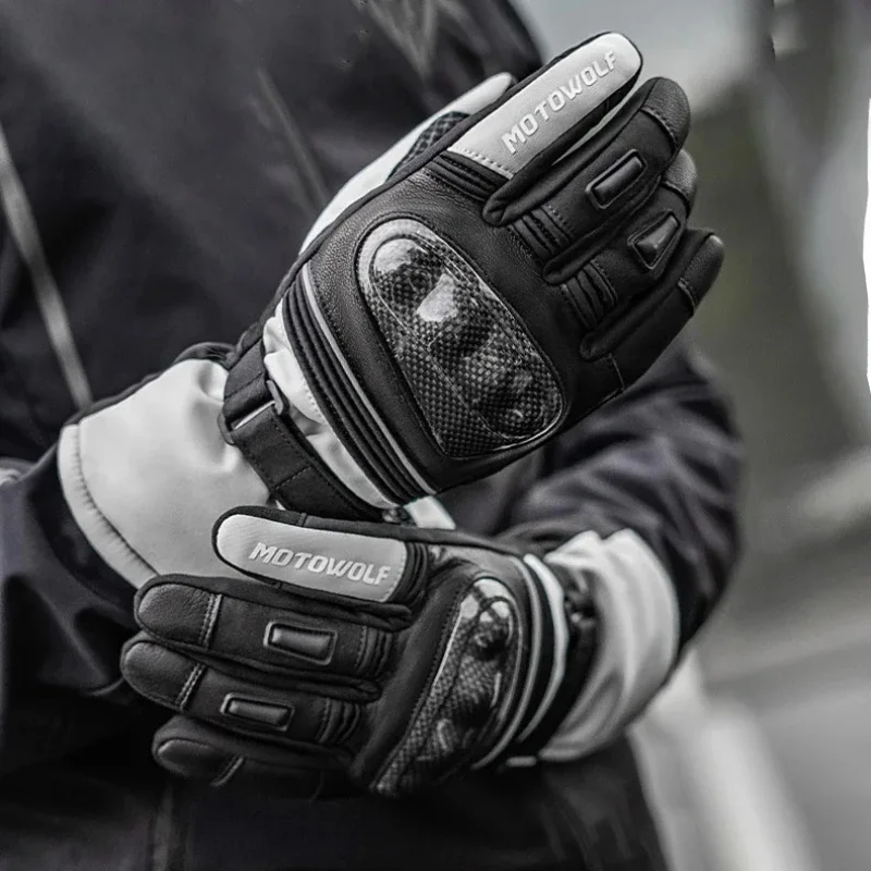 Men's Motowolf Cold Weather Moto Riding Gloves Thermal Fleece Lined Waterproof Windproof MTB Biking Driving Protective Supplies