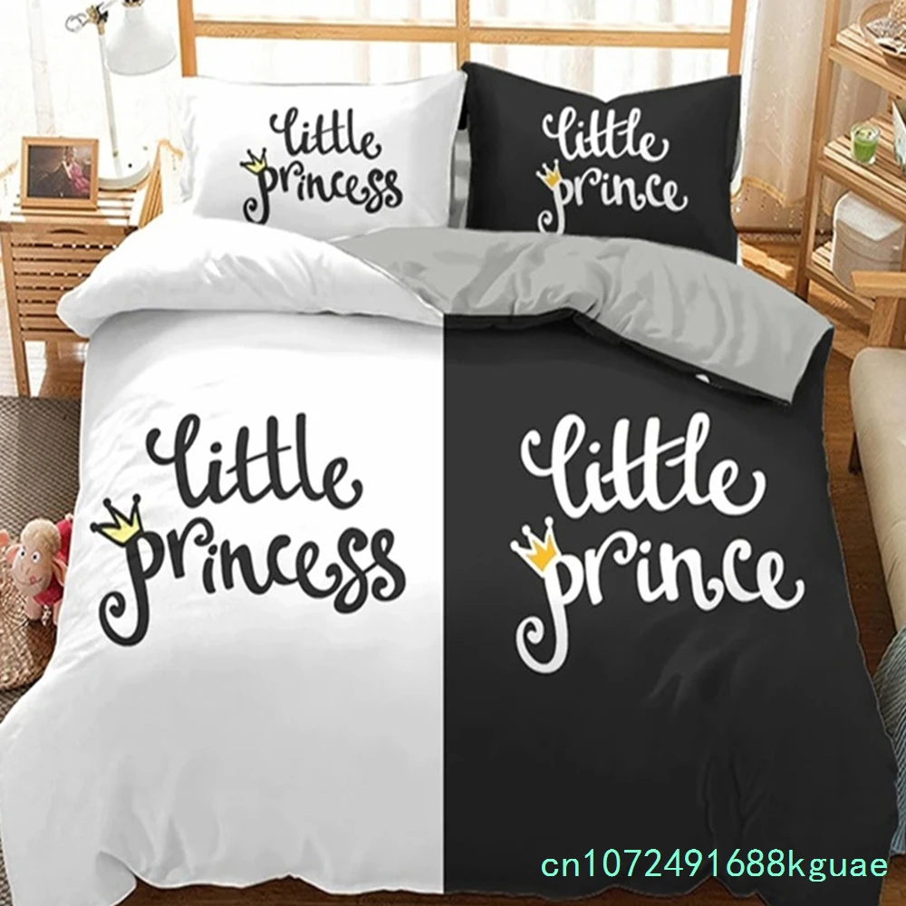 Lover Couples King Queen Duvet Cover Black And White Printed Bedding Set For Adults Valentine's Day Bedroom Decor Quilt Cover