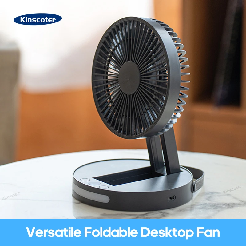 KINSCOTER Mini Portable Desktop Fan 3600mAh 5 Gear Speed Angle Adjustable Desk Student Gifts Silent High Wind Power Charging Fan