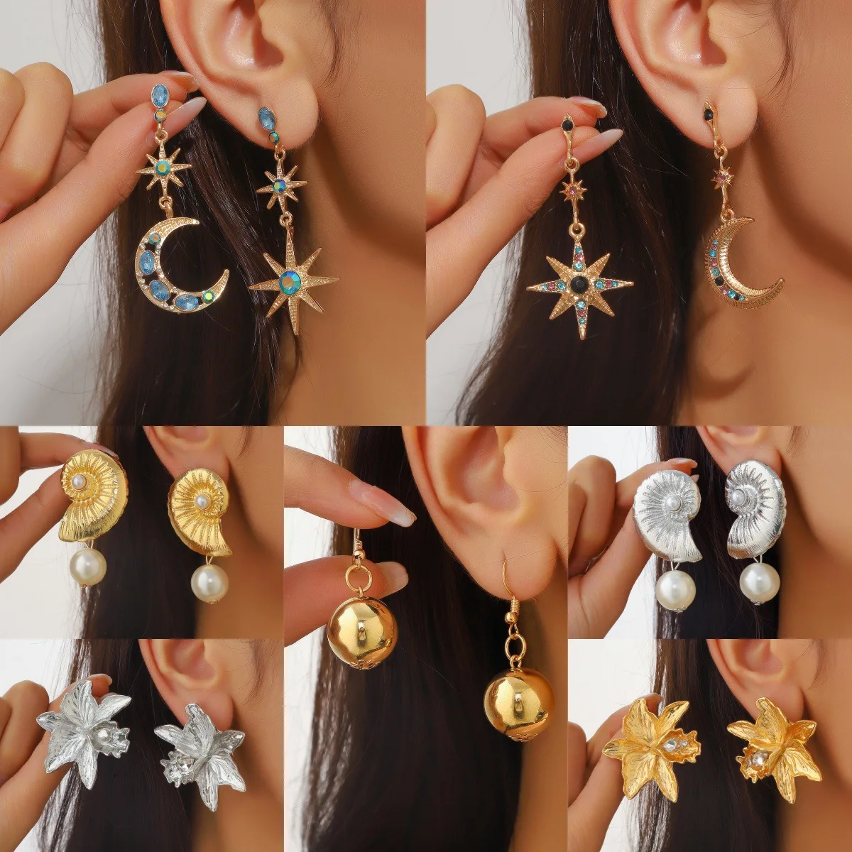 Cross-border European and American temperament, personality trend, retro ins style stud earrings, trend, versatile geometric stu