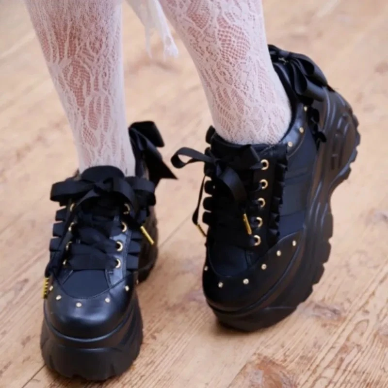 

Новые японские туфли на платформе LIZ Lolita Sweet с лентой и бантом Love Pearl Diamond Fungus Edge Four Seasons Wear Спортивная обувь Туфли-лодочки