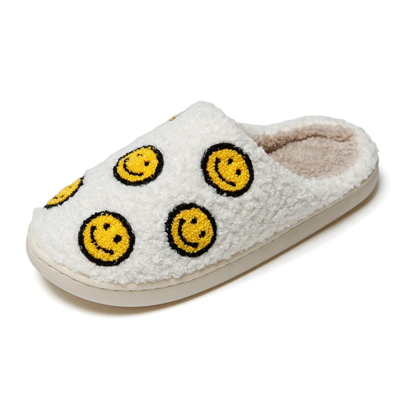 Women Slippers Cute Yellow Little Smile Comfortable Leisure Bedroom Non-slip Home Warm Winter Kawaii Flat Cotton Shoers Girls