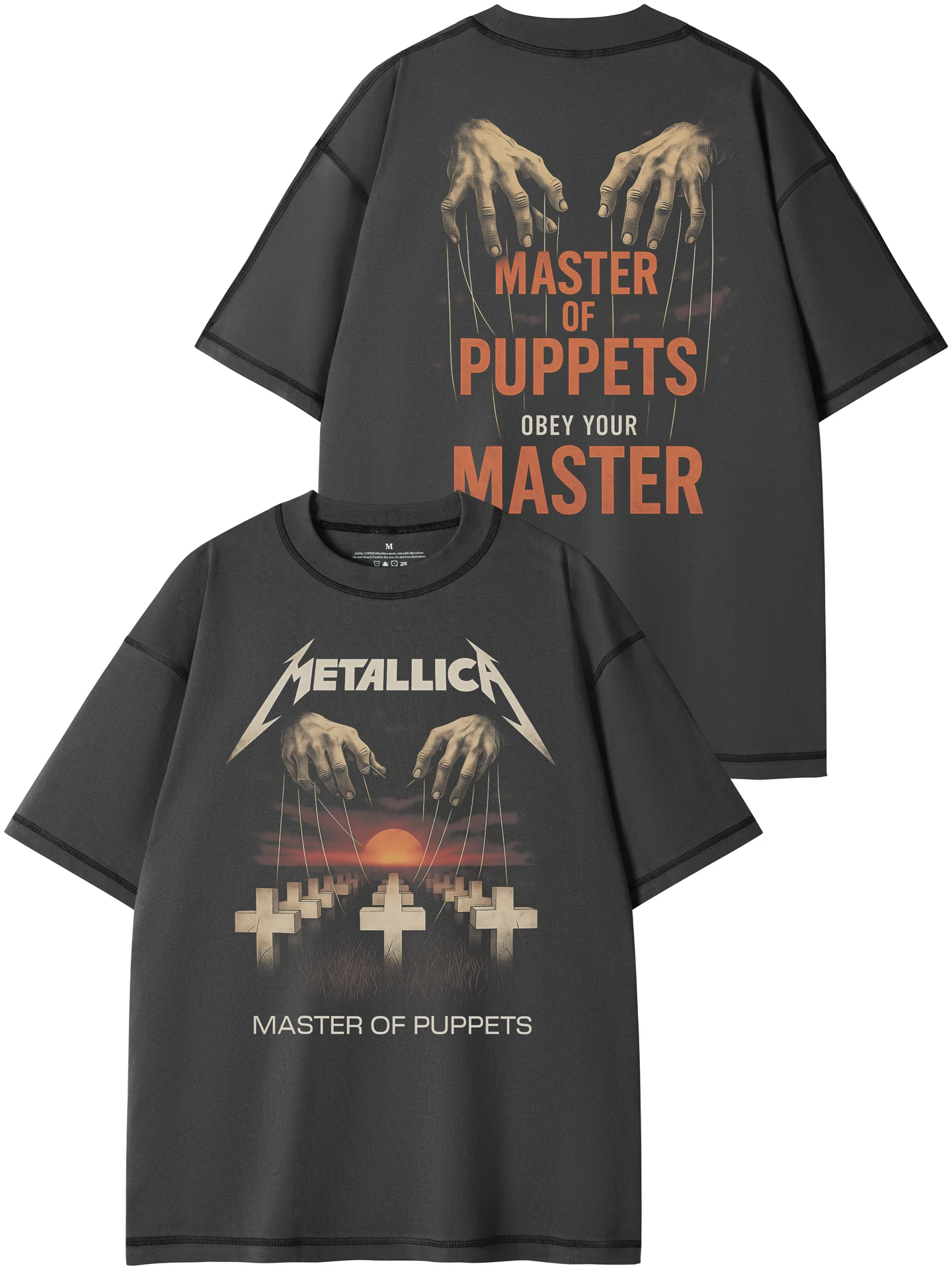 Retro American Streetwear Design Metal Band Loose Fit Cotton round Neck Short Sleeve T-Shirt Breathable Comfortable Unisex Su...