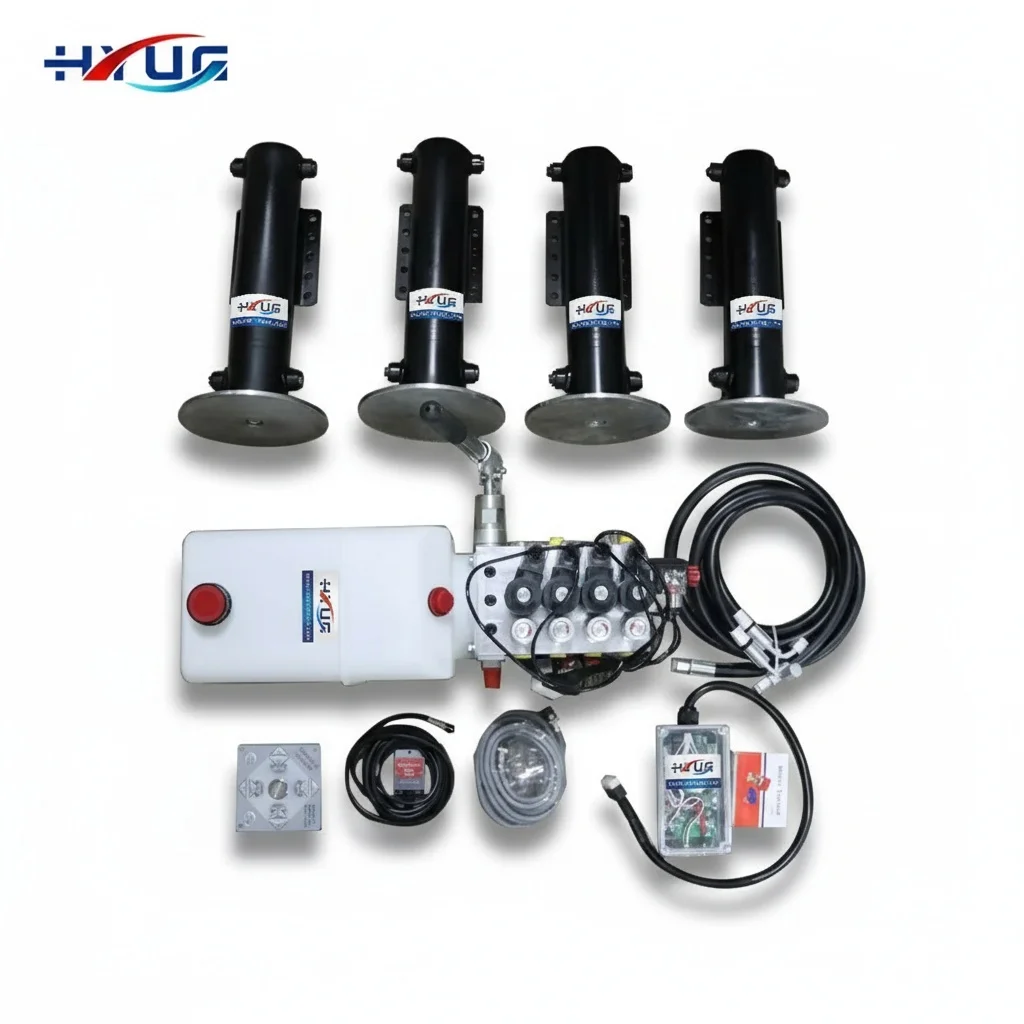 Electric RV Auto Leveling System, 300mm Steel Hydraulic Stabilizer Legs, fit for Fiat Ducato, Mercedes Sprinter, 5th Wheel Kit