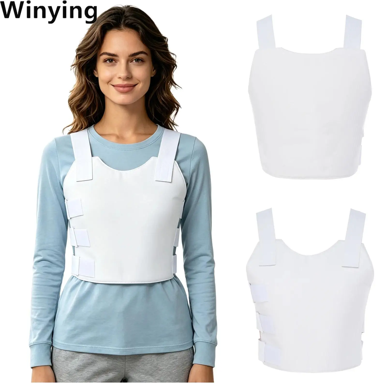 Unisex Post Surgery Chest Support Vest with Adjustable Loop-hook Fastener Padded Chest Compression Wrap for Adults