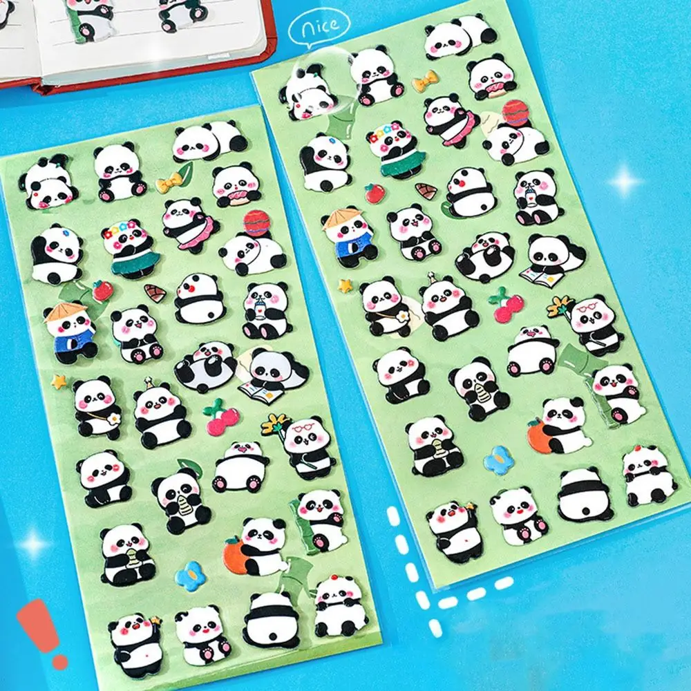 3D Bubble Panda PVC Sticker Waterproof Decorative Panda Bubble Sticker Cartoon Kawaii Foam Stickers Educational