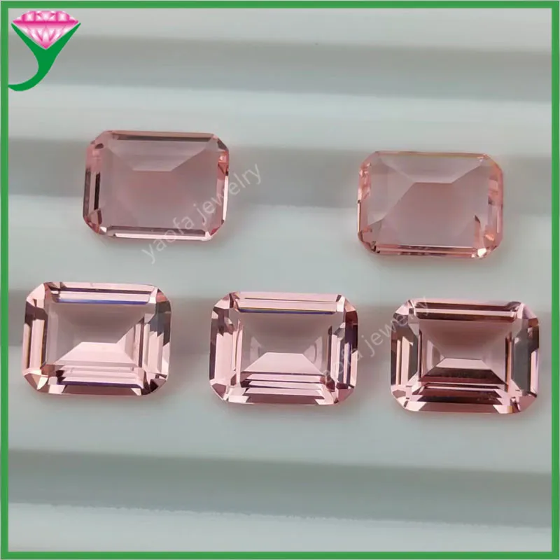 High Temperature Resistance 3x5~13x18mm Octagon Emerald Cut Pale Pink Morganite Stone Synthetic Gems For DIY Pendant Ring Face