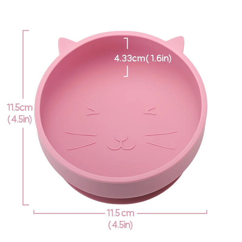 TYRY.HU 1pcs Baby Soft Silicone Sucker Bowl Cute Cat Plate Cup Bibs Spoon Fork Sets Non-slip Tableware Baby Feeding Dishes