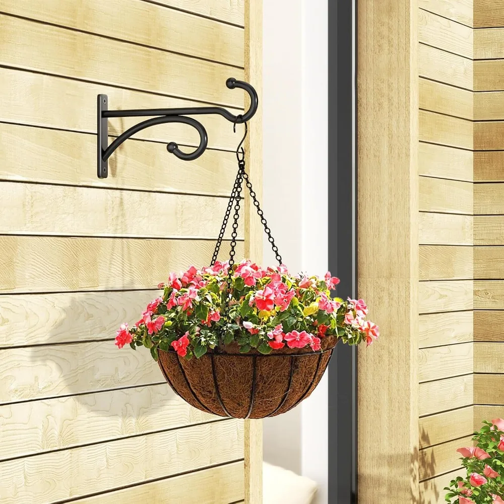 6" Heavy Duty Plant Hanger Hooks, Wall Mounts for Hanging Plants, Baskets, Wind Chimes, Bird Feeders, Lanterns, Bird Houses (Black, 2-Pack) - view 3