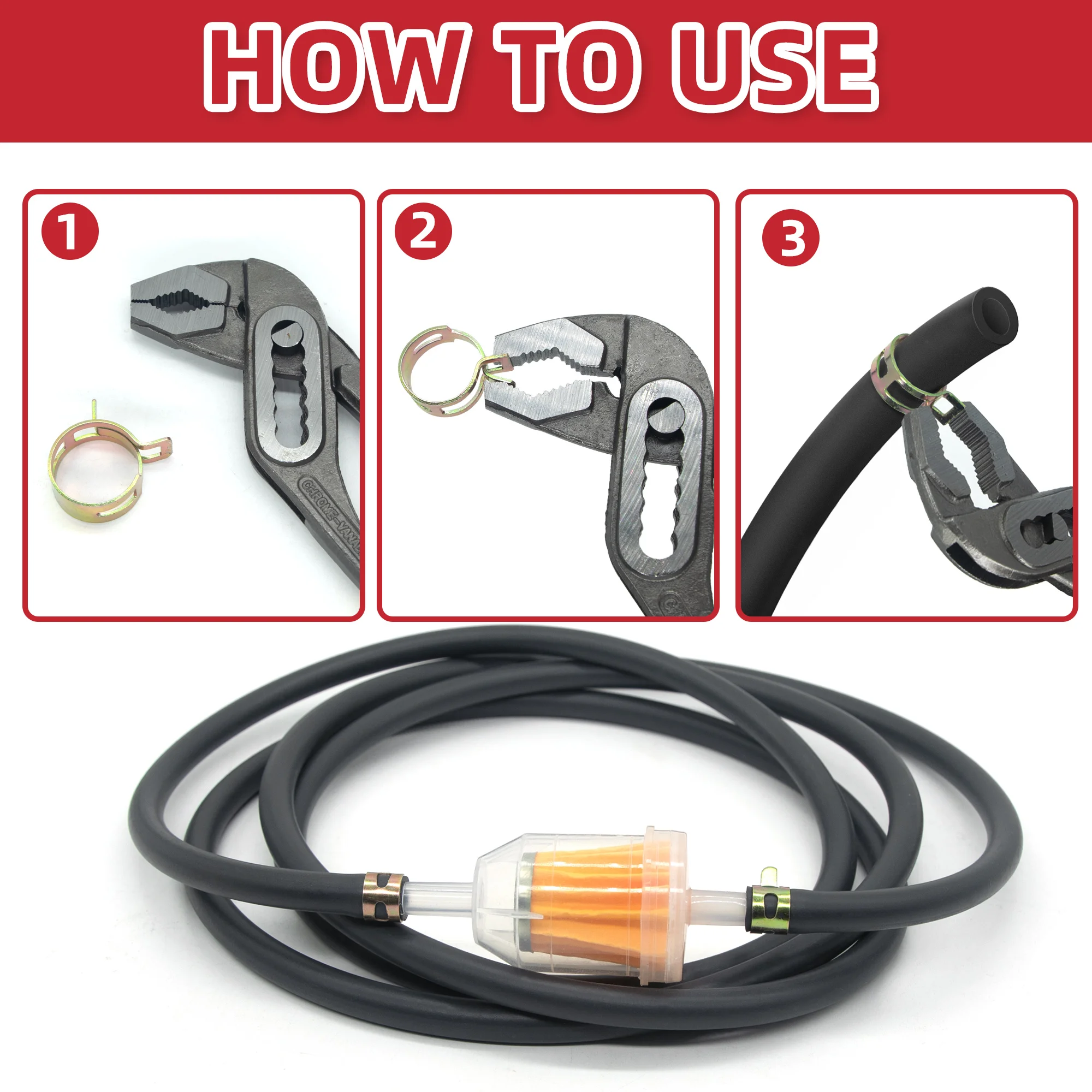 30pcs fuel system maintenance kit: 10 fuel filters + 20 hose clamps for mini-motorbikes and off-road 4x4s