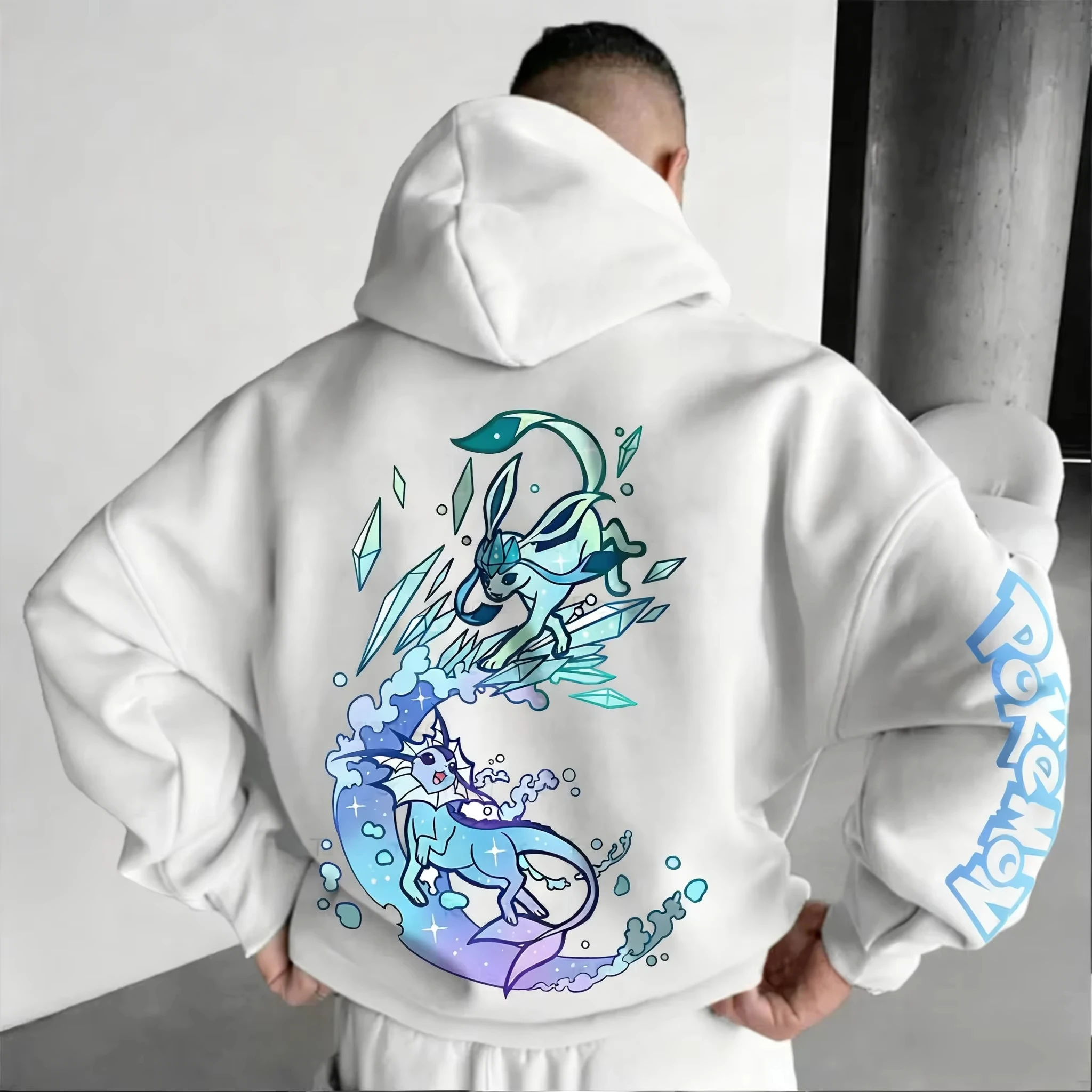 Pokémon Anime Zipper Hoodie 2025 Summer Men's New Style Glaceon Printed Harajuku Casual Loose Versatile Plus Size Sweater Top