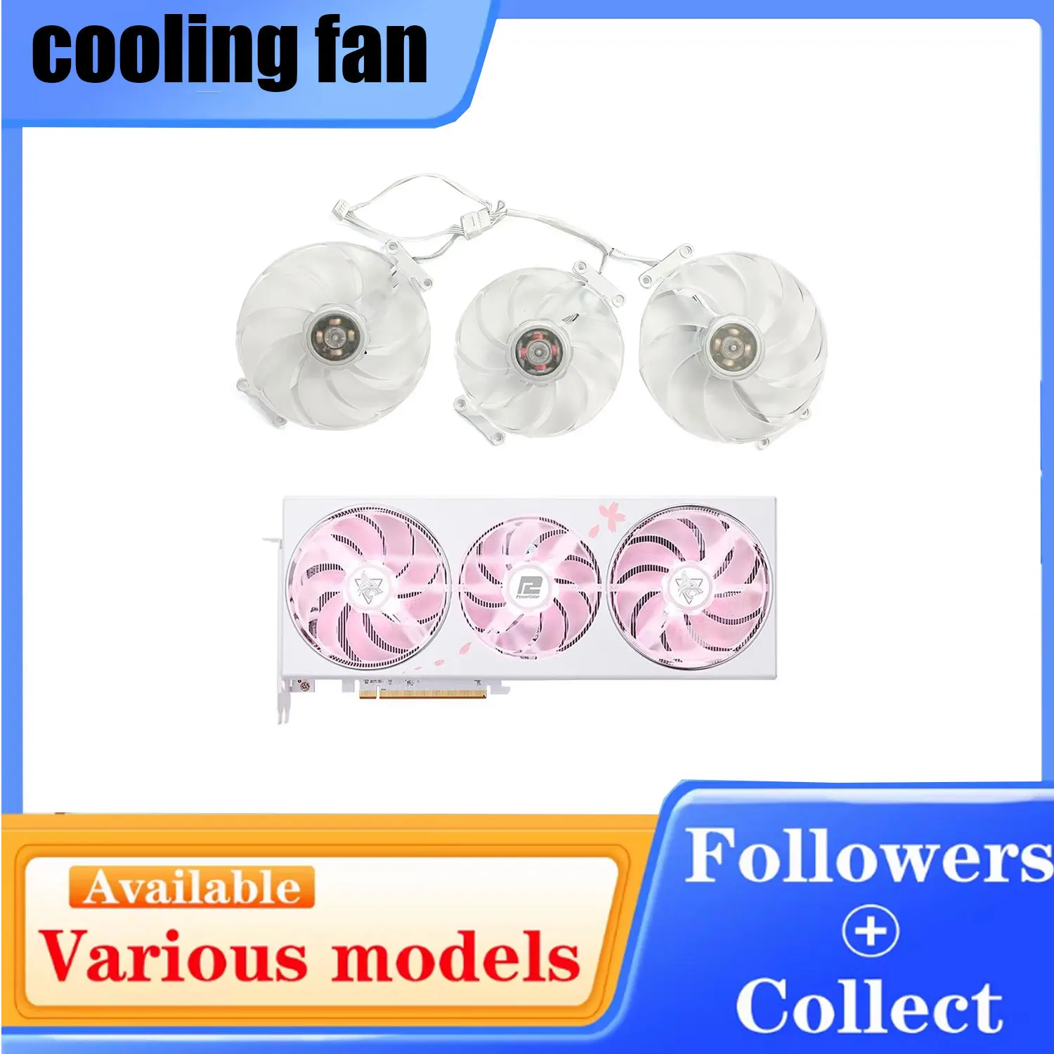 T129215BU DC 12V 0.5A 4PIN RX 7800 XT GPU fan For Powercolor RX 7800 XT 16G Dark Dog Sakura Limited Edition graphics card