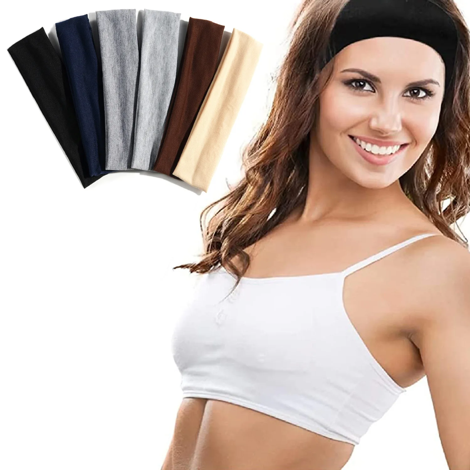 Elastic Cotton HairBand Fashion Headbands for Women Men Solid Running Fitness Yoga Hair Bands Stretch Makeup Hair Accessories