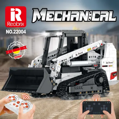 Zestaw klocków konstrukcyjnych Reobrix Bobcat Loader |   Elektryczny model zabawki ładowarki RC Classic, wielofunkcyjny |   Zestaw pojazdów budowlanych