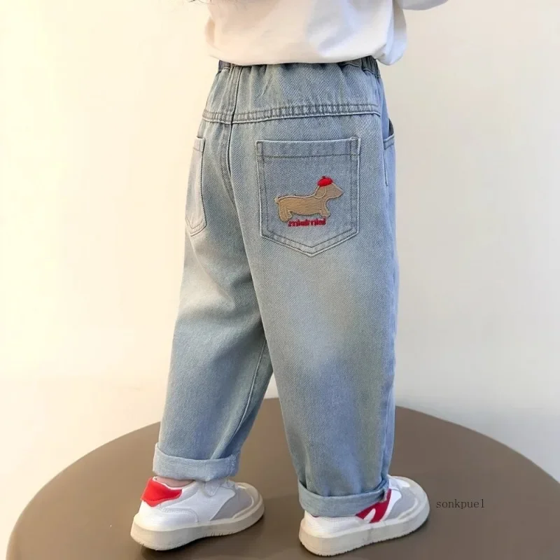 2025 Fashion Kids Jeans Butterfly Embroidery Pants Baby Girls Clothes for Boys Trousers Spring and Autumn Children Jeans