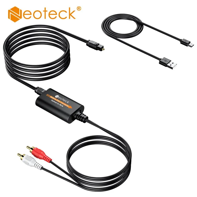 Neoteck 192kHz Digital to Analog Audio Converter Optical Toslink to RCA Audio Adapter Male Connector DAC Converter