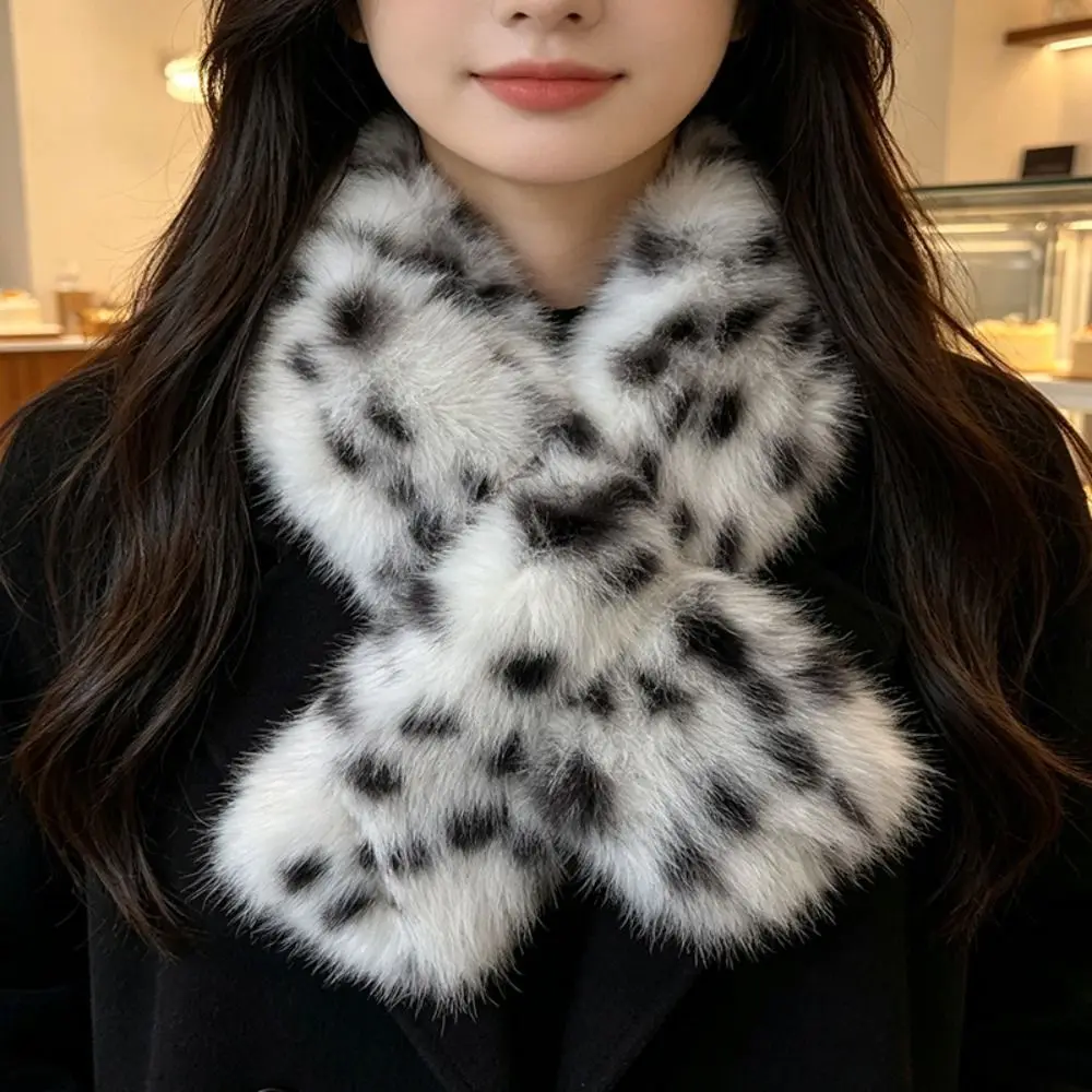 Warm Thickened Scarf Lengthened Soft Long Fur Scarf Leopard Pattern Faux Fur Shawl Leopard Print Scarf Winter Season