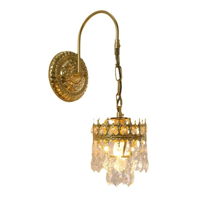 French Classical Crystal Wall Lamp Crown Design LED Wall Sconces Cafe Living Room Corridor Background Luxury Interior Decoration