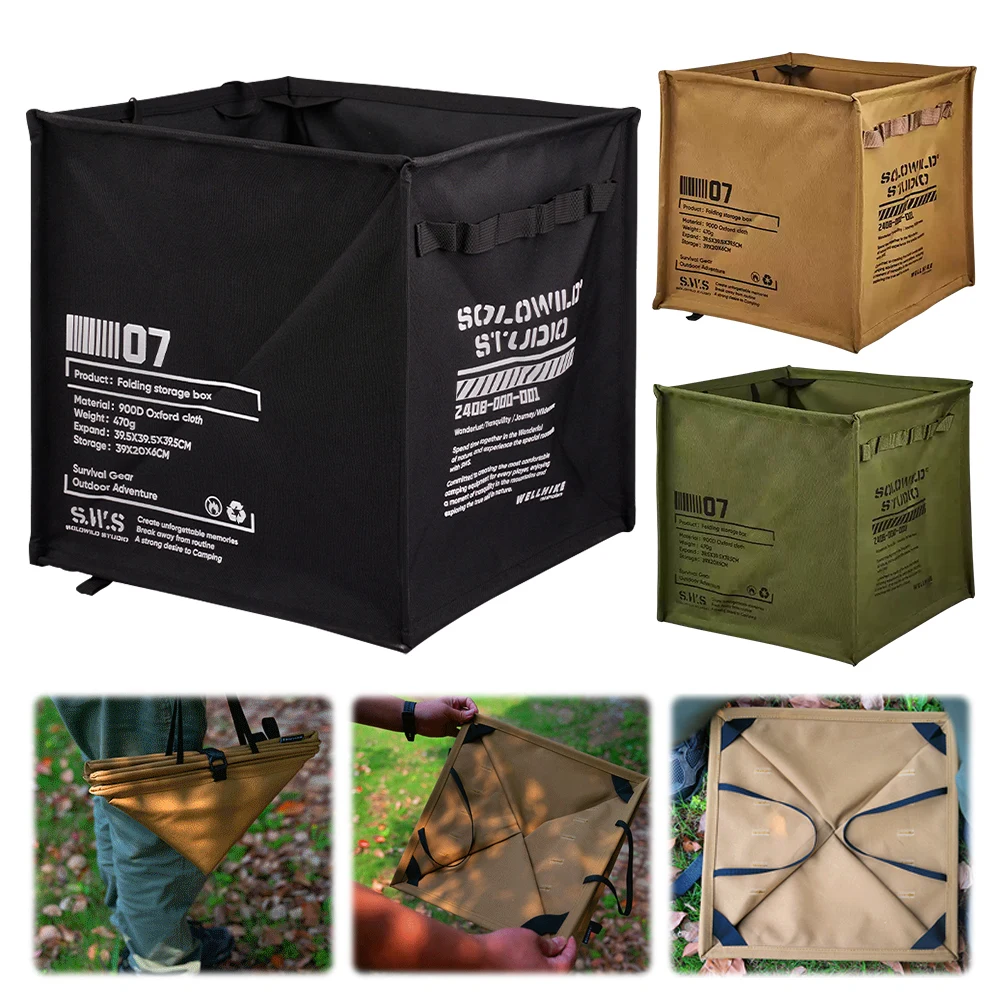 

Camping Recycle Bin with Handle Outdoor Storage Box Large Capacity Portable Lawn & Leaf Waste Bag for Fishing Backpacker