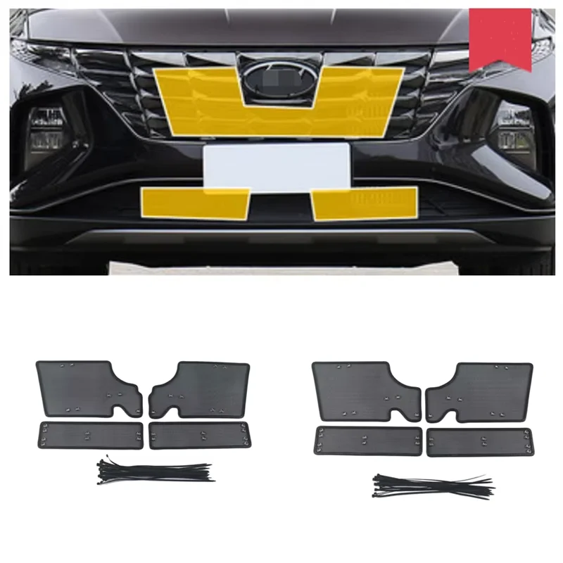 For Hyundai Tucson NX4 2021 2022 Accessories Exterior Car Middle Insect Screening Mesh Front Grill Insert Net Anti-mosquito Dust