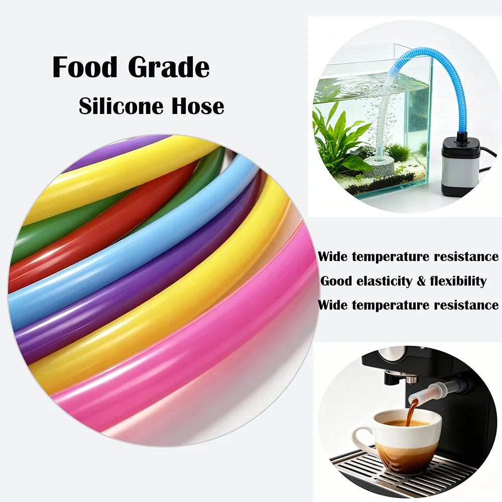 Colorful Food Grade Silicone Tube ID 2/3/5/6/8/10/12/mm Heat Resistant Flexible Odorless Anti-Ageing Drink Water Silicone Hose