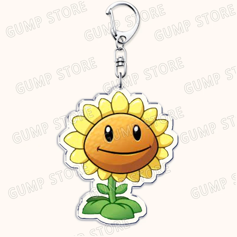 Hot Plant Zombies Video Game Keychains for Accessories Bag Sunflower Peashooter Garden Warfare Keyrings Jewelry Fans Gamer Gifts