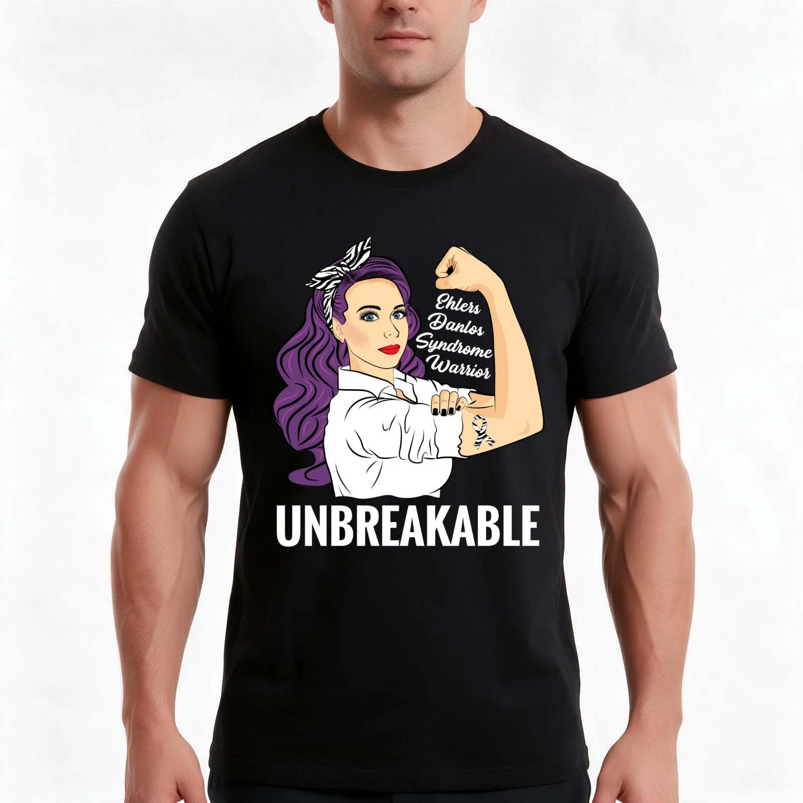 Ehlers Danlos Syndrome Awareness EDS Warrior Unbreakable T-Shirt, Summer Casual Cotton Tee, Oversized Streetwear Tops