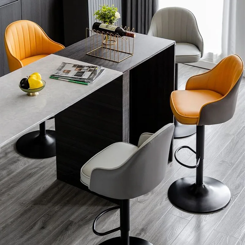 

High Stool Bar Chair Modern Simple Back Cafe Bar Chair Metal Kitchen Chairs Commercial Furniture Top Grade Nordic Light Luxury