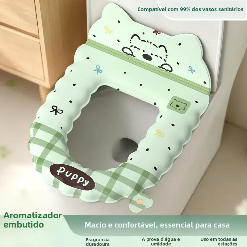 ユニバーサル四季通用トイレシートクッション背もたれ付き家庭用洗濯不要防水浴室粘着芳香リング