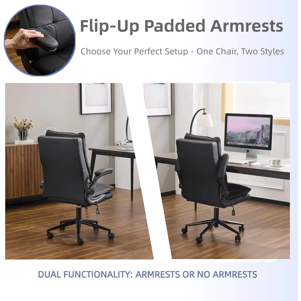 Ergonomic High-Back Leather Office Chair with Adjustable Features and Dual Base, Suitable for Computer Gaming