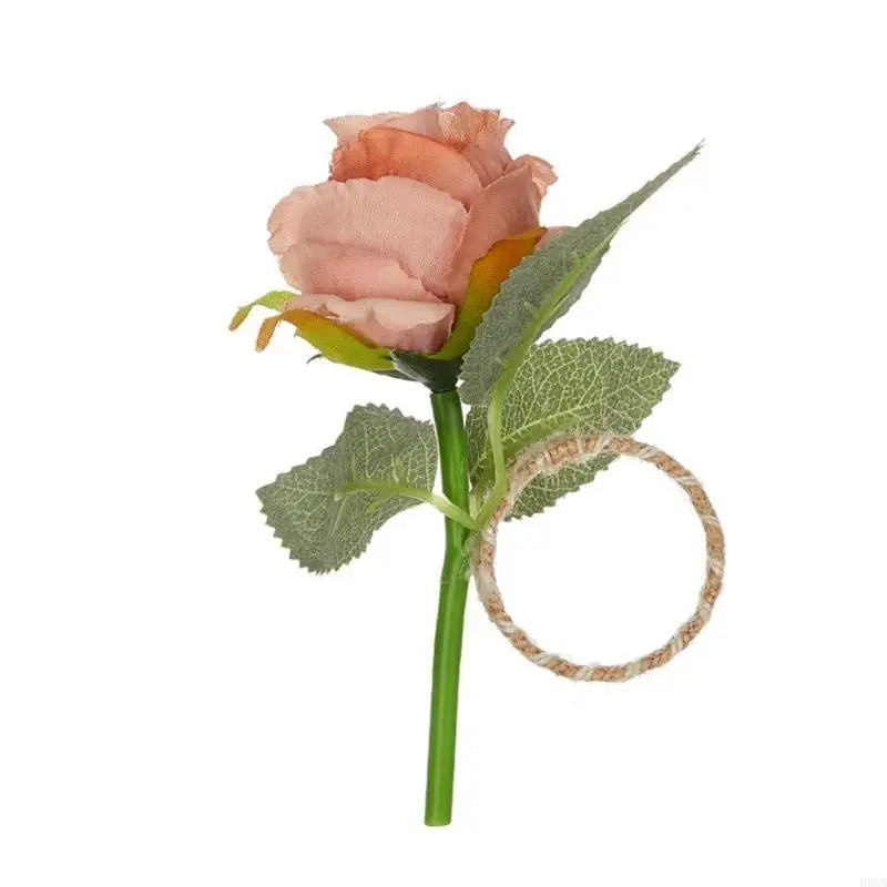 H58B Beau Simulater Plante Napkin Holder Elegant Table Table Embellissements Roches serviette