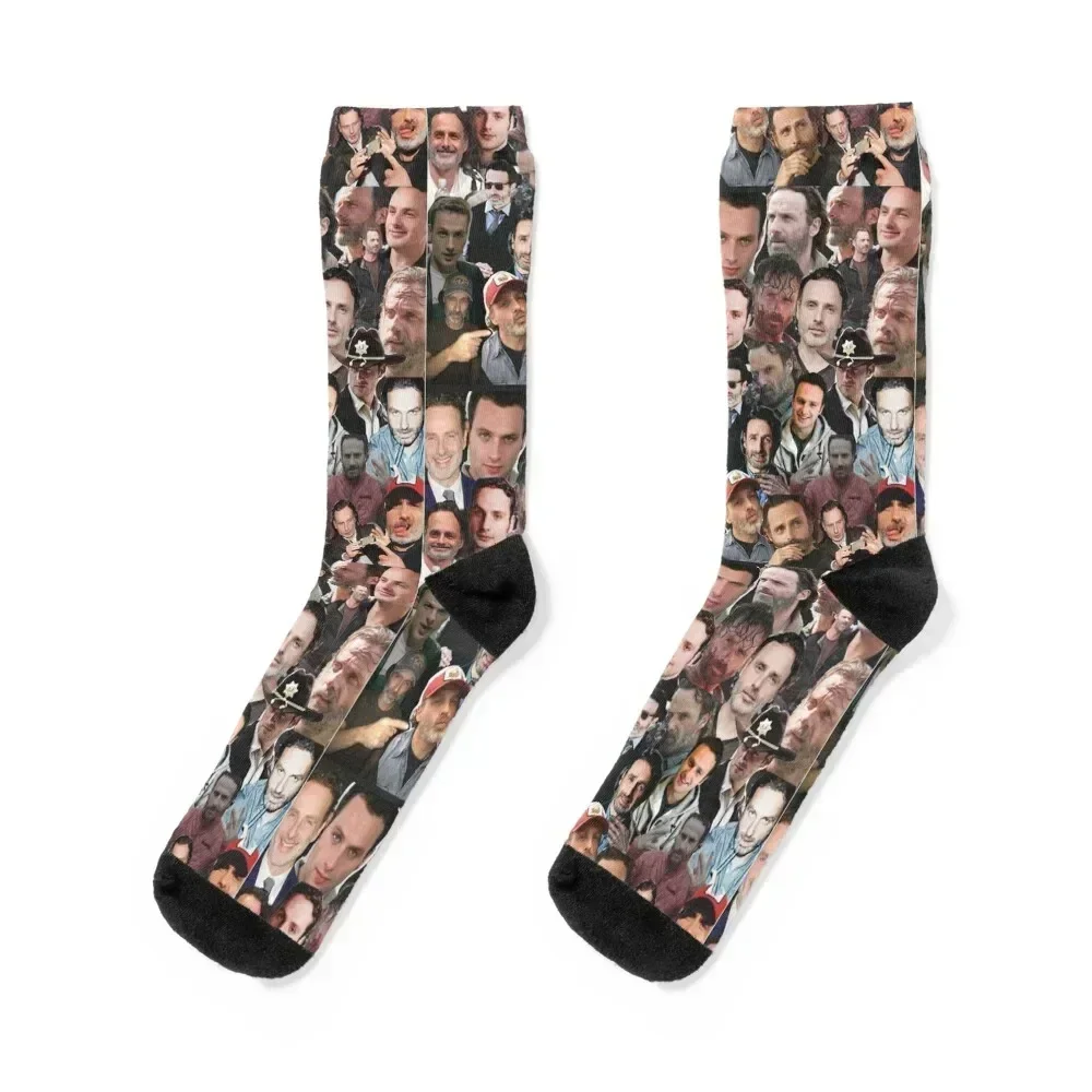 

Andrew Lincoln Collage Socks retro bright garter designer brand sports and leisure Men Socks Women's