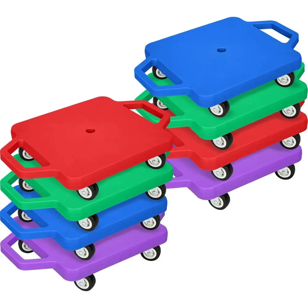 

8-Piece Kids' Scooter Board Set with Plastic Casters for Indoor Play and Physical Education