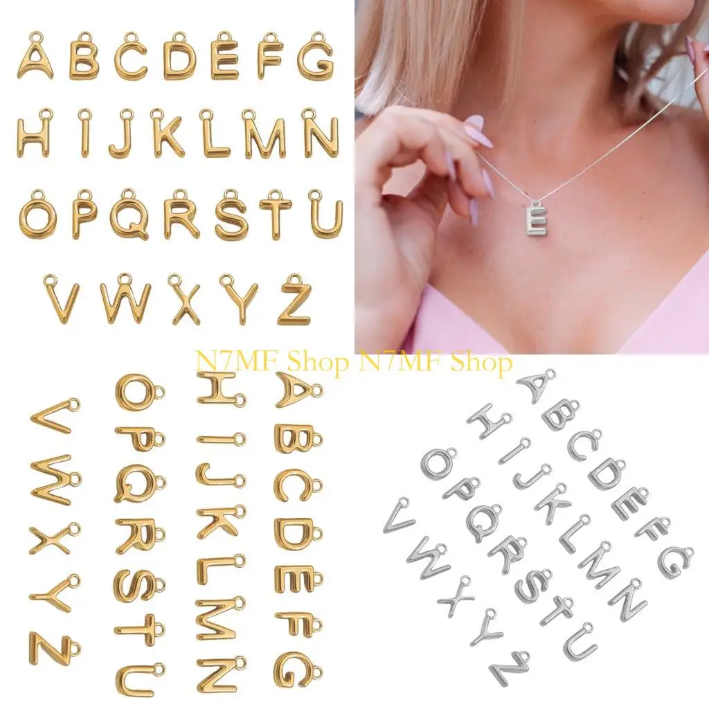 

N7MF 26 шт., мини-подвеска с буквами, подвески из нержавеющей стали, принадлежности для изготовления ювелирных изделий для