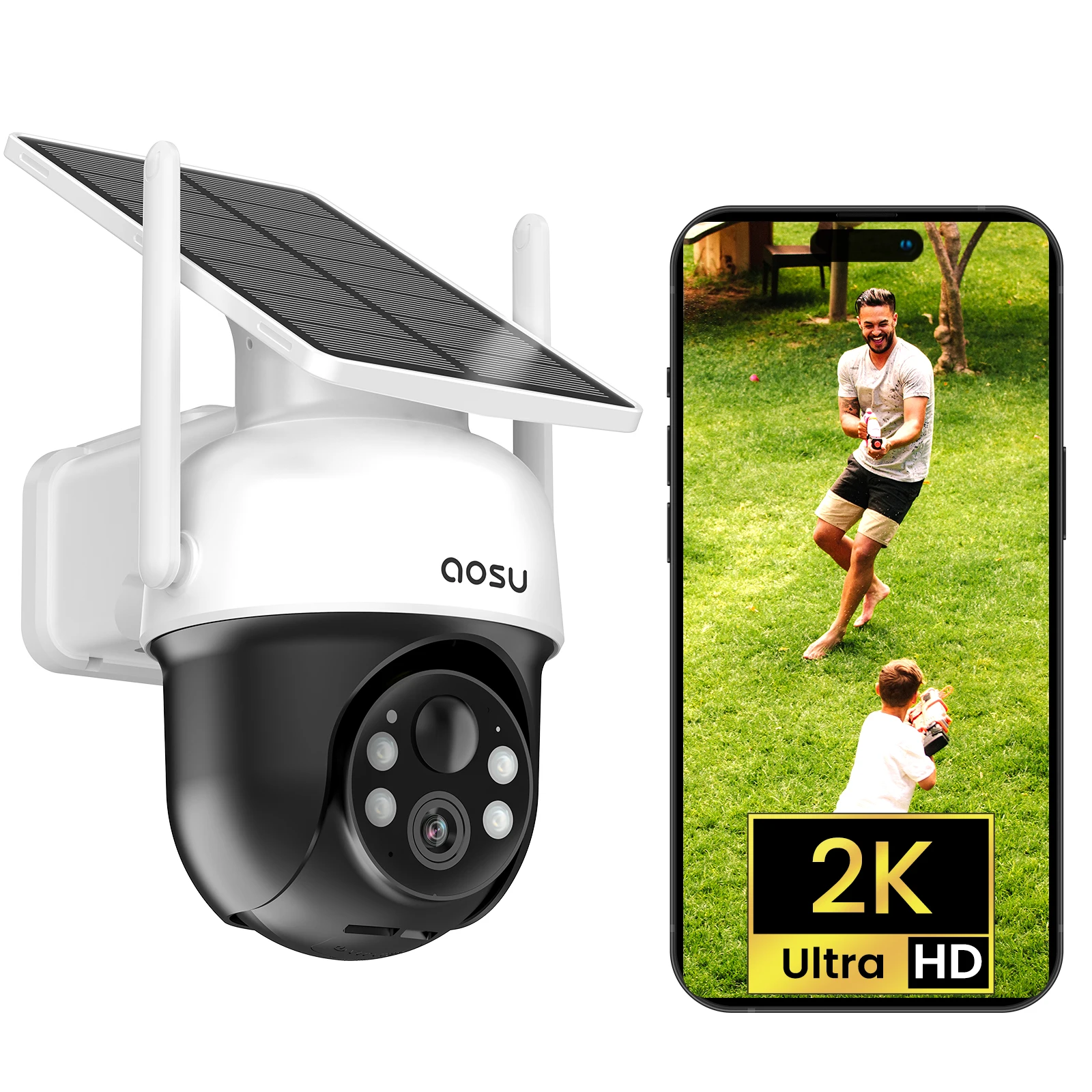 

AOSU 100% Wire-Free 3MP Solar WiFi Camera 5000mAh Battery Two-way Audio Security Camera Wireless Solar Panel PTZ CCTV Camera