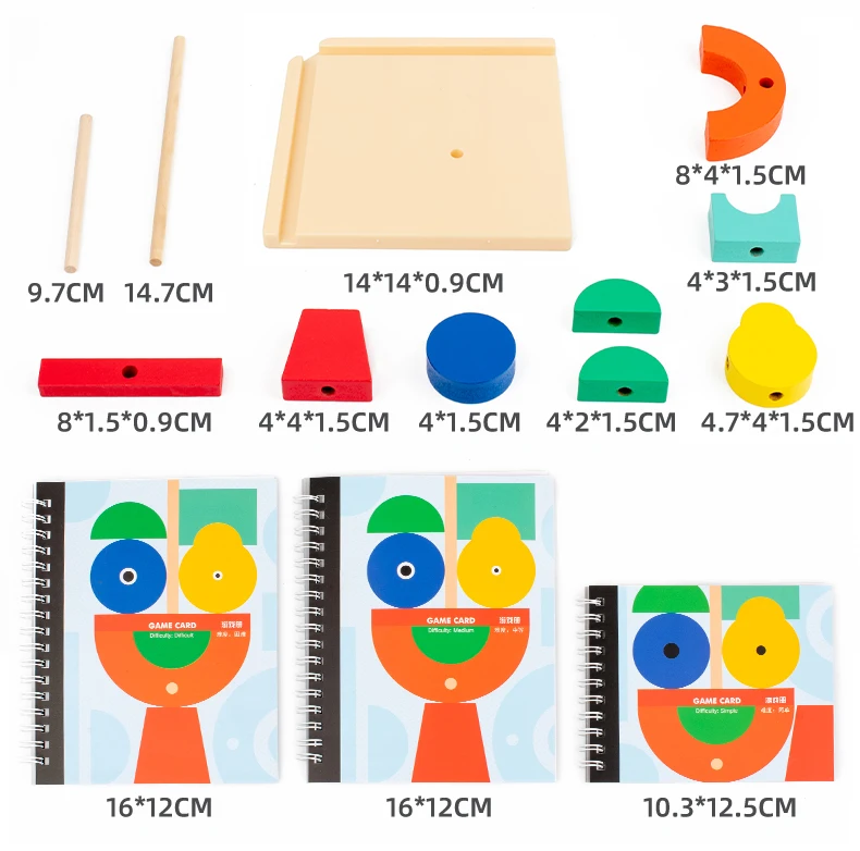Holzbausteine mit 3D-Stereoprojektion, Weltraum-Schatten-Zuordnungspuzzle und Frühpädagogisches Montage-Spielzeug – Detail 14