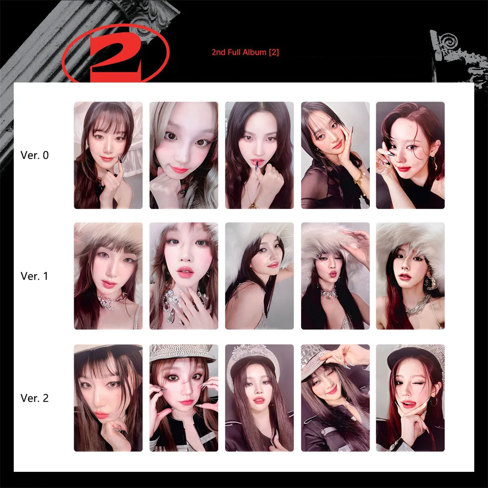 

5Pcs/Set KPOP YUQI Soyeon Miyeon 2 2nd Full Album LOMO Cards List MINNIE Shuhua Cute Selfie Photocards Fans Collection Gifts