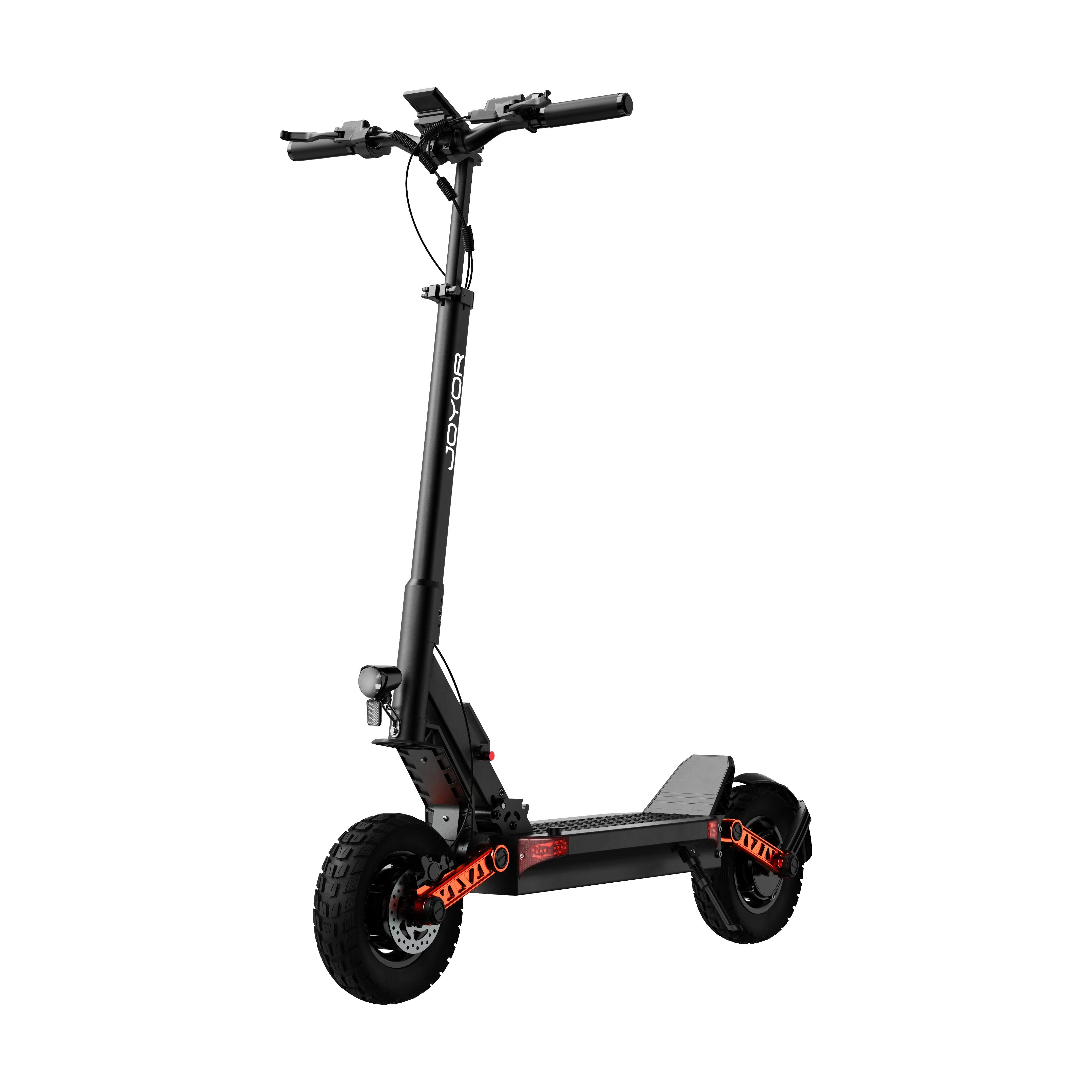 

JOYOR S10-S-Z Электронный самокат для взрослых, 1000 Вт * 2 двигателя, 60 В, 18 Ач, самокат, 10-дюймовый внедорожный электрический самокат с шинами