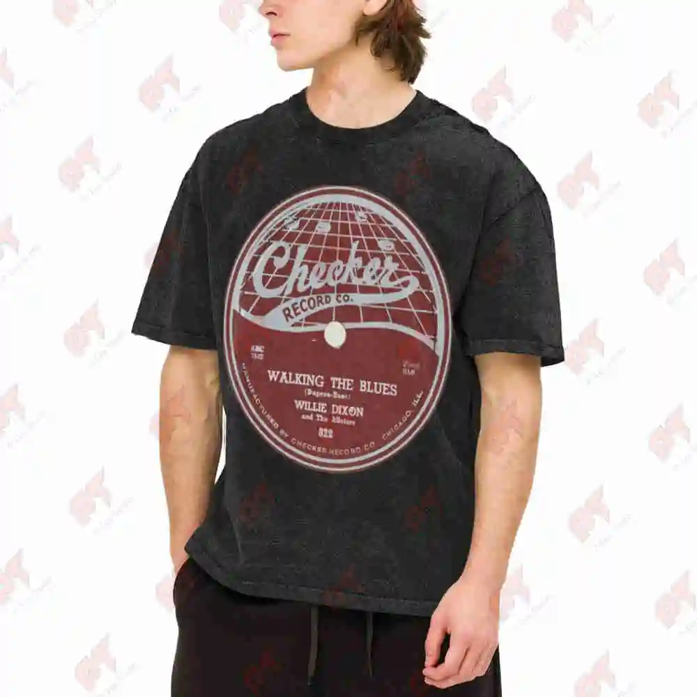 Willie Dixon Checker Records 78 RPM Vintage Washed Tee Pure Cotton T-Shirt