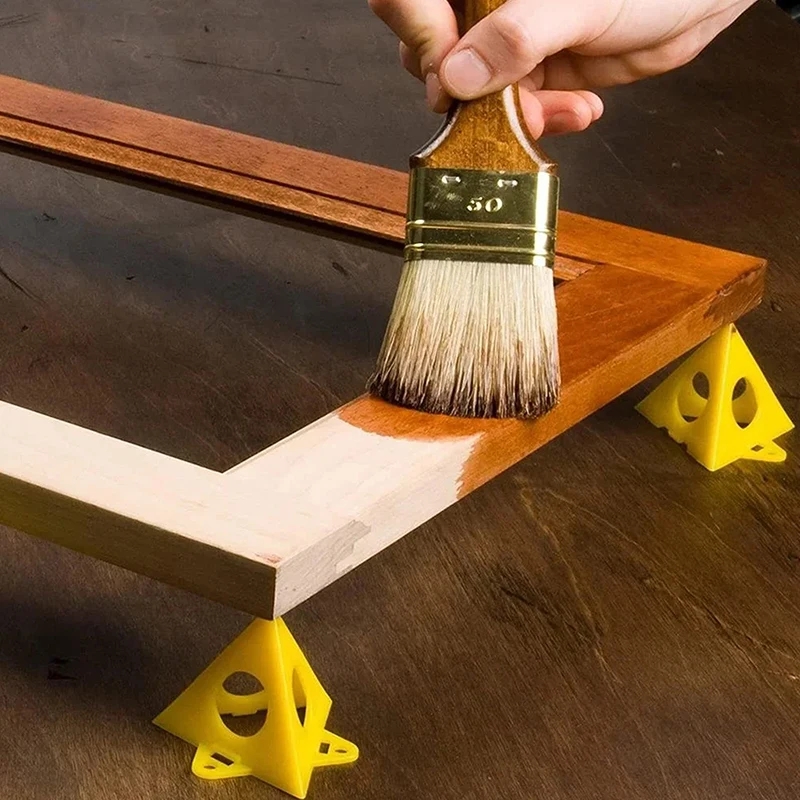 Conjunto de suporte de pintura para carpintaria, 20 peças, bloco de almofada de plástico pintado em amarelo, pintura em spray, suporte triangular revestido de secagem ao ar