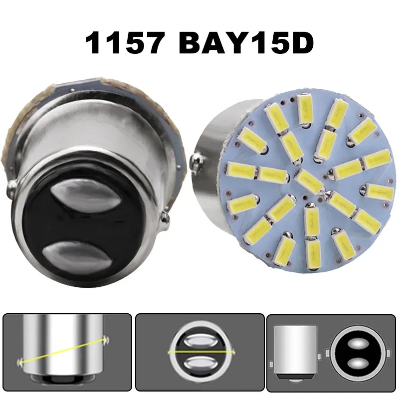2X 6X 10X 12V LED Bulb 1156 BA15S R5W R10W 1157 BAY15D 3014 22 SMD For Truck Turn Signal Lights Daytime Running Lamp 6000K White image 4
